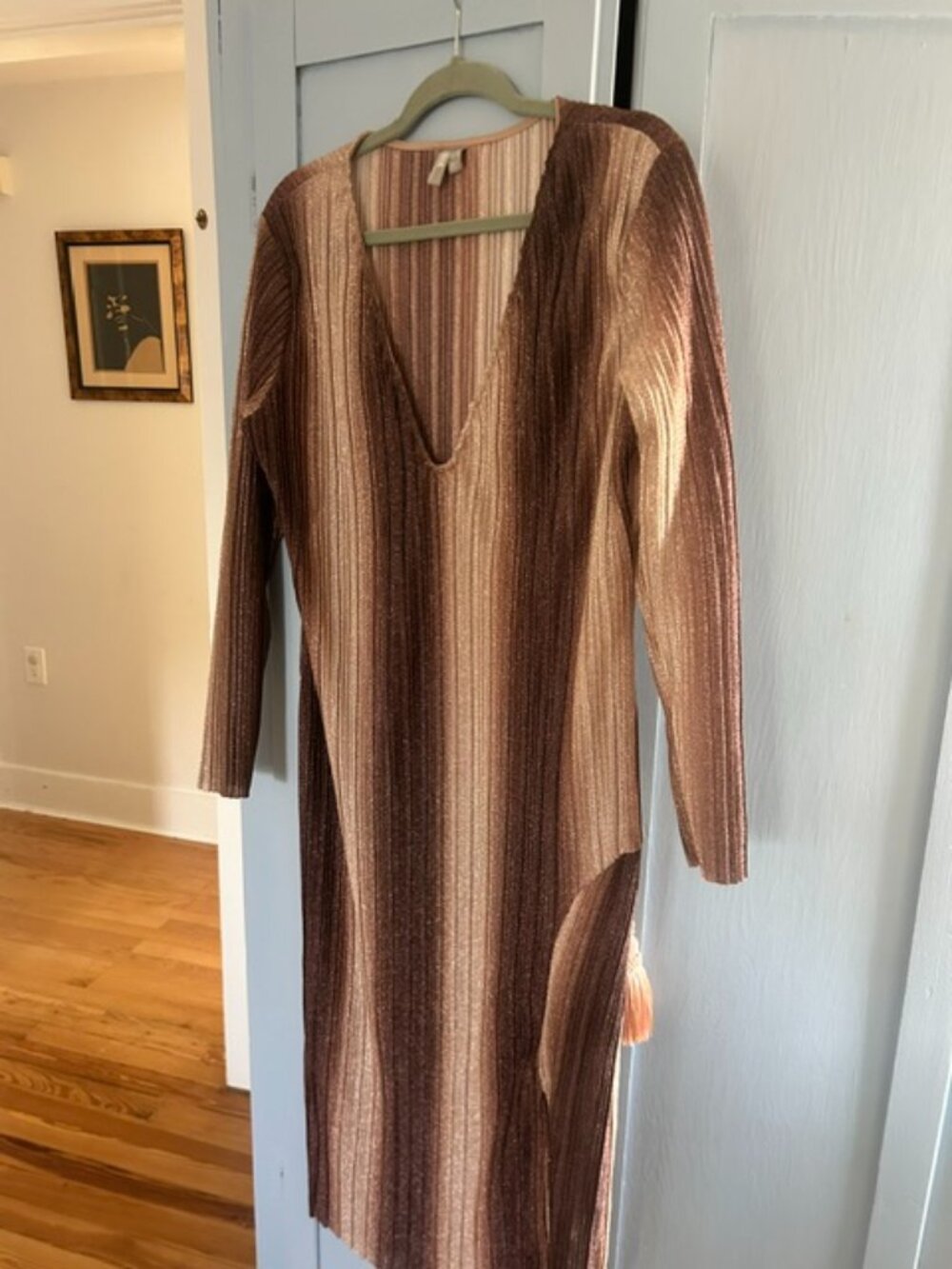 ASOS ombre Lamé long sleeve v neck dress